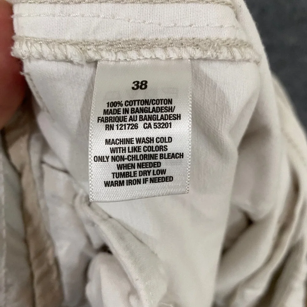 Aeropostale Mens Authentic Cargo Shorts Off White Cream Cotton Twill Size 38